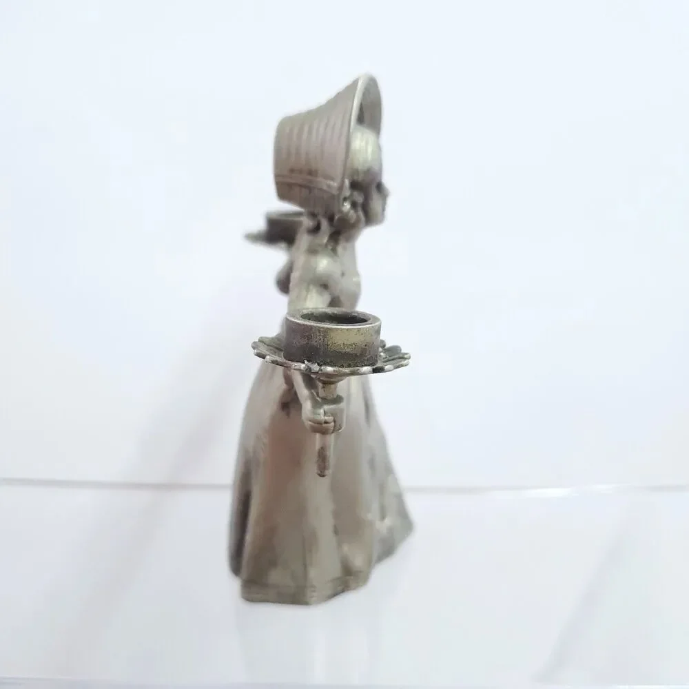Vintage Hans Christian Andersen Little Match Girl Pewter Candle Holder Snuffer